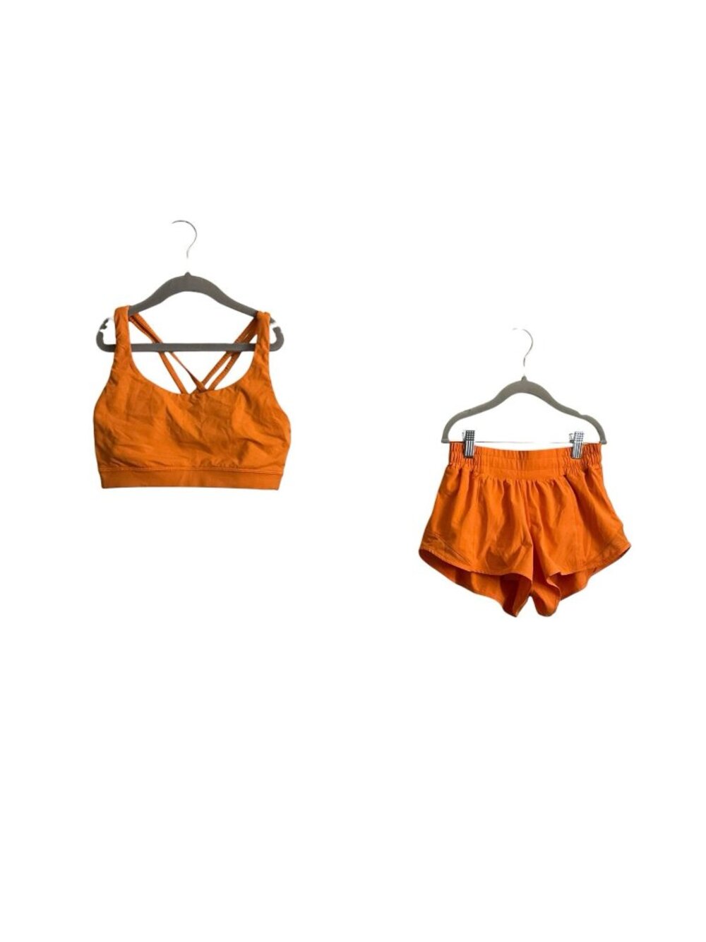 Lululemon Energy Orange Sports Bra (Size 4) & Hotty Hot LR Short (Size 2)